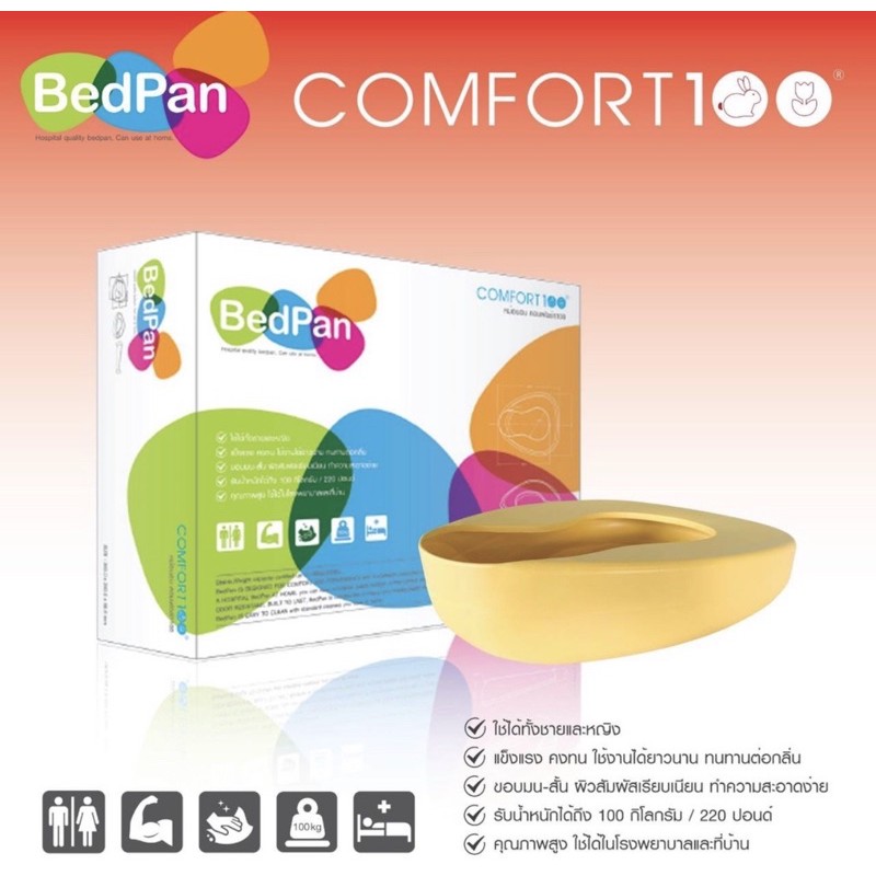 หม้อนอน Bedpan Comfort100 ใช้ได้ทั้งชายและหญิง ทำจากพลาสติกอย่างดี ราคา ถูกที่สุด ดีลบีเคเค แกลเลอรีภาพที่ 2