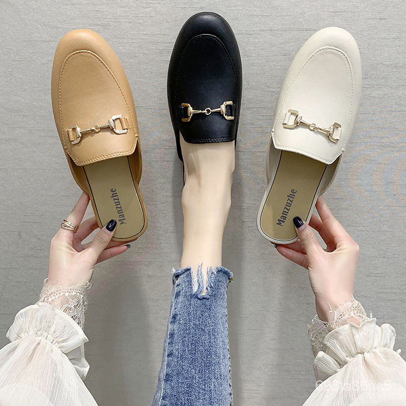 E2Ks 【Queen】Korean Trending Fashion design loafer women shoes flat sandals for woman half shoes
