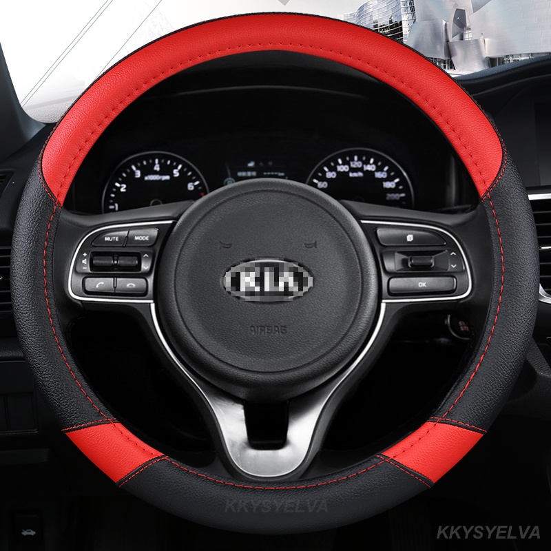 ที่หุ้มพวงมาลัยรถยนต์ 38 ซม. 15 "หนังสําหรับ Kia Rio 2 3 4 X Line Kombi ซีดาน K2 K3 K4 K5 KX1 KX3 KX