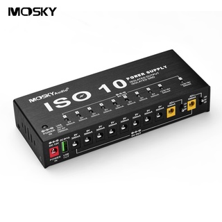 Mosky ISO-10 แป้นเหยียบเอฟเฟคกีตาร์ พาวเวอร์ซัพพลาย 10 เอาท์พุต DC และเอาต์พุต USB 5V หนึ่งช่อง ​​​แป้นเหยียบกีตาร์ 9V 12V 18V