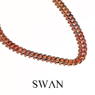 SWAN - Color Chain Necklace สร้อยคอเงินแท้ สร้อยคอสี สร้อยคอโซ่ ฝังเพชรคิวบิกเซอร์โคเนีย cubic zirconia