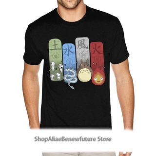 เสื้อยืดแขนสั้น ผ้าฝ้าย พิมพ์ลาย Mononoke Totoro spirit away s Homme สไตล์ฮิปฮอป แฟชั่นฤดูร้อน สําหรับผู้ชายS-5XL
