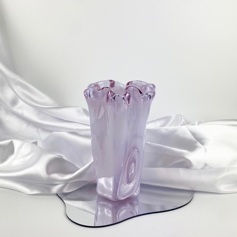 แจกันแก้วเป่า Lavender jelly vase (craft glass)