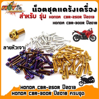 น็อตแคร้ง CBR-250R ปี2013,HONDA CBR-300R ปี2018 น็อตทอง, น็อตไทเท น็อตหัวเจาะ 2M //อะไหล่แต่งรถ   อุปกรณ์แต่งรถ