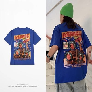 Memiw🌸เสื้อยืด Hip hop พิมพ์ภาพย้อนยุค ยอดนิยม Oversize ผ้าฝ้าย100%🥽Retro hip hop print Hip Hop T-shirt Oversize