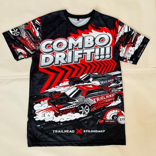 เสื้อยืดลายรถซิ่ง Combo Drift สุดเท่สีแดง ลายใหม่ล่าสุด