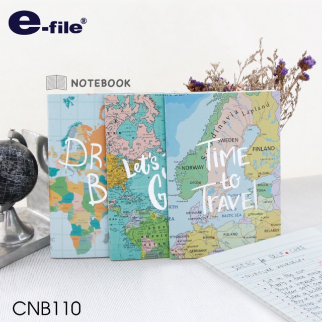 E-file Map Cover Notebook CNB111 I สมุดโน้ตปกแข็งหนัง PU 80 แกรม 96 แผ่น กระดาษถนอมสายตา