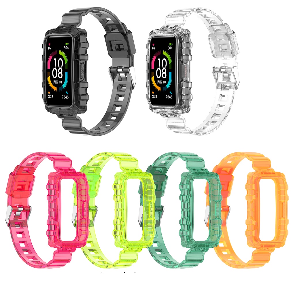 สายรัดข้อมือซิลิโคนใส สําหรับ Huawei Band 6 7 Honor Band 6 pro