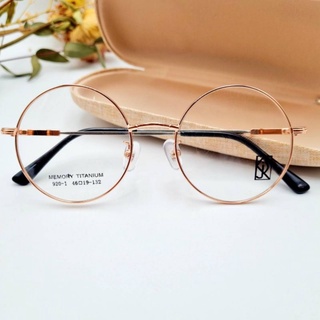 กรอบแว่น​Jsk​รุ่น​920-1ทรงกลม​วินเทจ​Titanium​ Memory​ flex​ขาแว่น​ตา​บิด​งอ​ได้​ไม่​หัก​ง่าย​เบา​แข็งแรง​