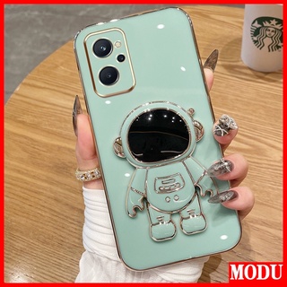 Modu เคสโทรศัพท์มือถือชุบไฟฟ้า ลายนักบินอวกาศ หรูหรา พร้อมขาตั้ง สีมาการอง สําหรับ OPPO Realme 9i A96 4G A36