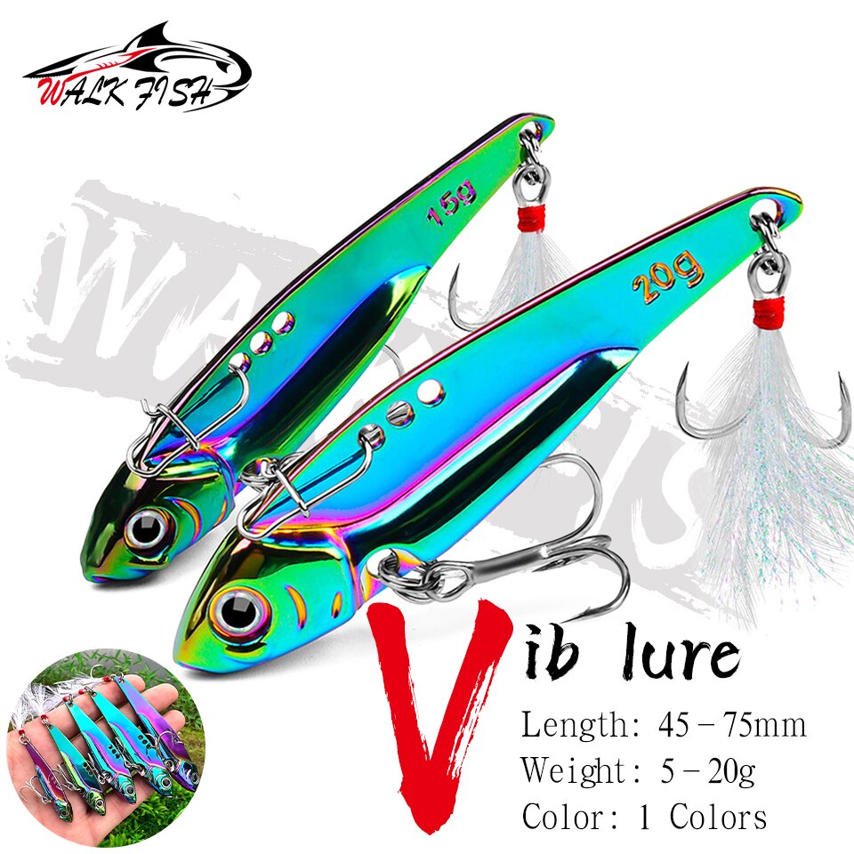 Walk FISH เหยื่อตกปลา VIB โลหะ 3D สั่นสะเทือน หลากสี 1 ชิ้น