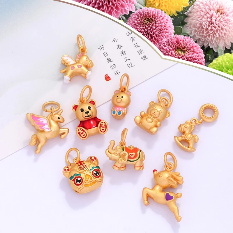 จี้สร้อยคอ สร้อยข้อมือ รูปหมียูนิคอร์น สไตล์เวียดนาม DIY