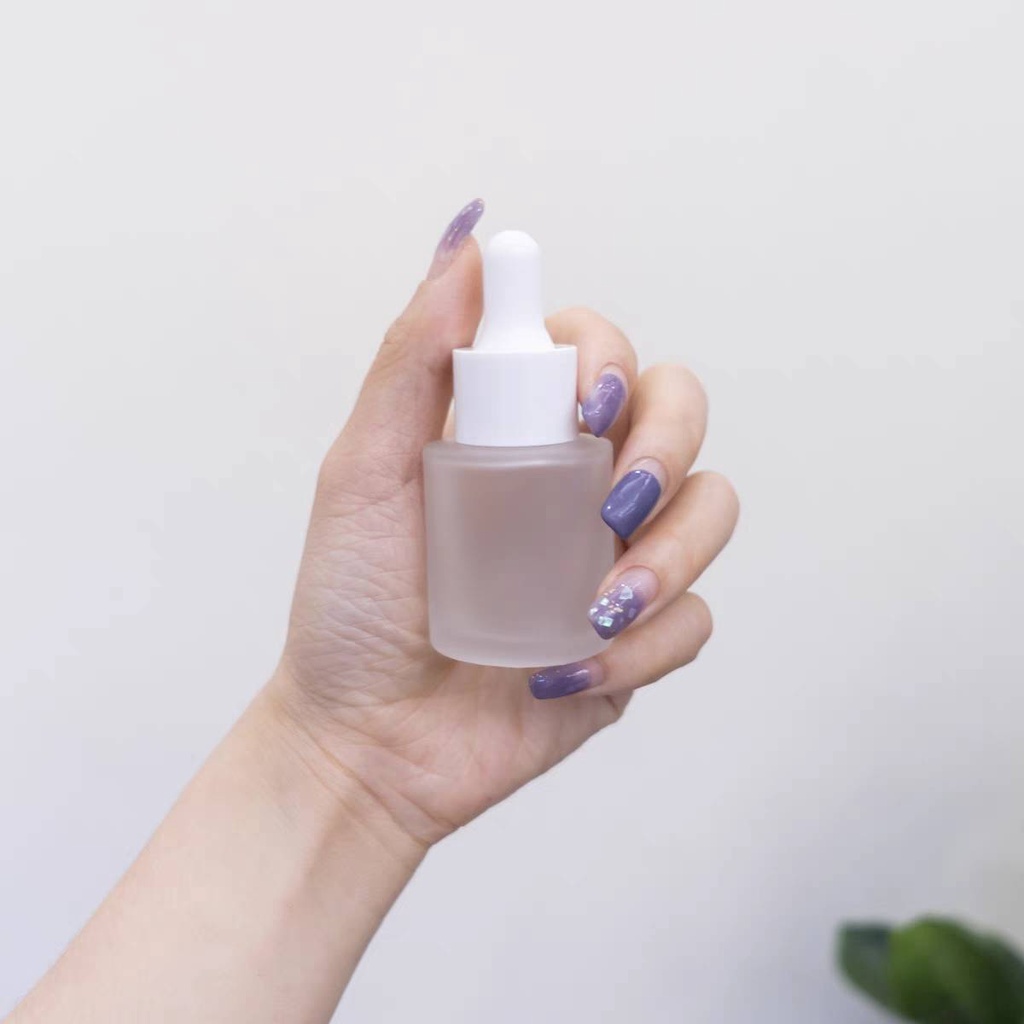 ขวดแก้วดรอปเปอร์สีใสขุ่น ขนาด 20ml  คอ20 ปกป้องจากแสงภายนอก ทนต่อสารเคมีดีเยี่ยม แพ็กเกจเครื่องสำอาง ขวดบรรจุภัณฑ์
