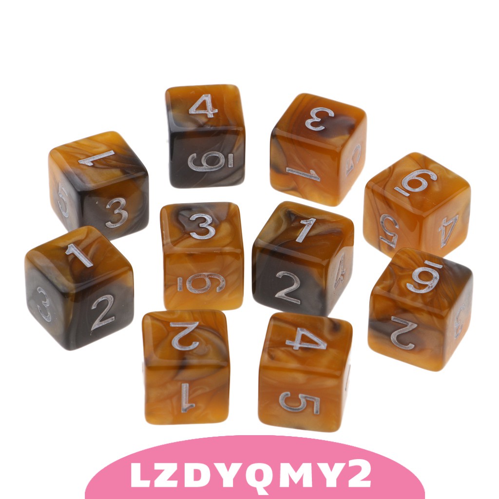 Curiosity 10pcs Square 16mm Six Sided D6 Opaque Standard Game Dice With ...