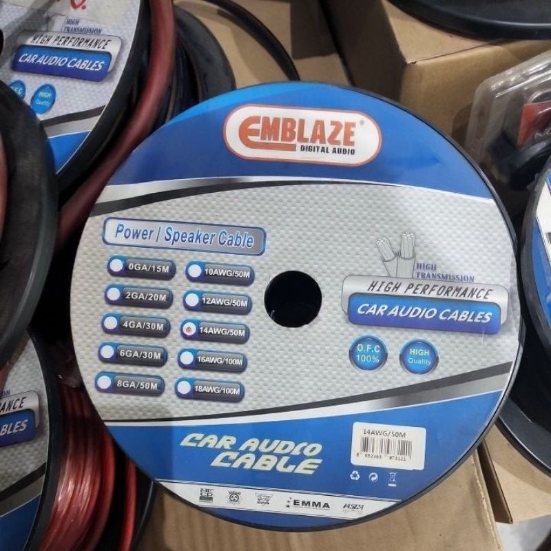 สายลำโพงทองแดง EMBLAZE 14AWG สายลำโพงเสียงกลาง (ราคาต่อ 1 เมตร)