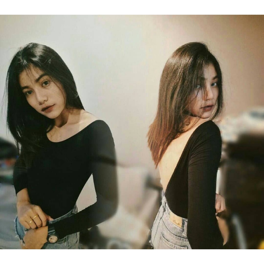 🌈🌈byGOODLUCK🌈🌈 บอดี้สูท เว้าหลังแขนยาว ‼️เป้าแกะได้ กระดุมแป็ก‼️ เสื้อสายฝอ BodySuit ในตำนาน.♥️ บอดี