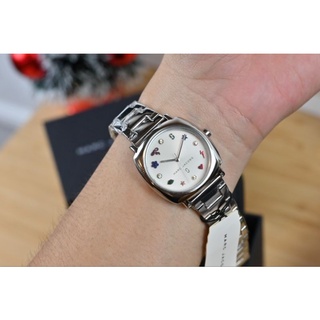 ♥️ Marc Jacobs Mandy Stainless-Steel Three-Hand Watch Size 34 mm ⌚️🚺 ตัวเรือนสีเงิน