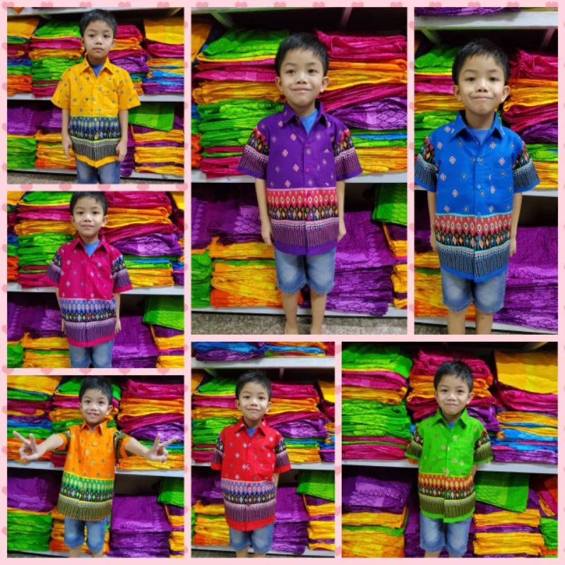 เสื้ออาเซียนเด็ก ลายไทยเหลี่ยม