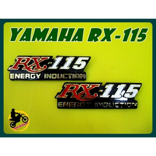 YAMAHA RX-115 Fuel Tank Emblem LH&amp;RH RED&amp;WHITE  สัญลักษณ์ข้อความ RX-115 ข้างถังน้ำมันซ้าย-ขวา สีแดงขาว สูง 5cm. ยาว 15cm