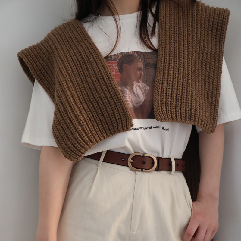 เข็มขัดหนังแฟชั่นสไตล์เรียบง่ายสําหรับผู้หญิง - รูปที่ 4