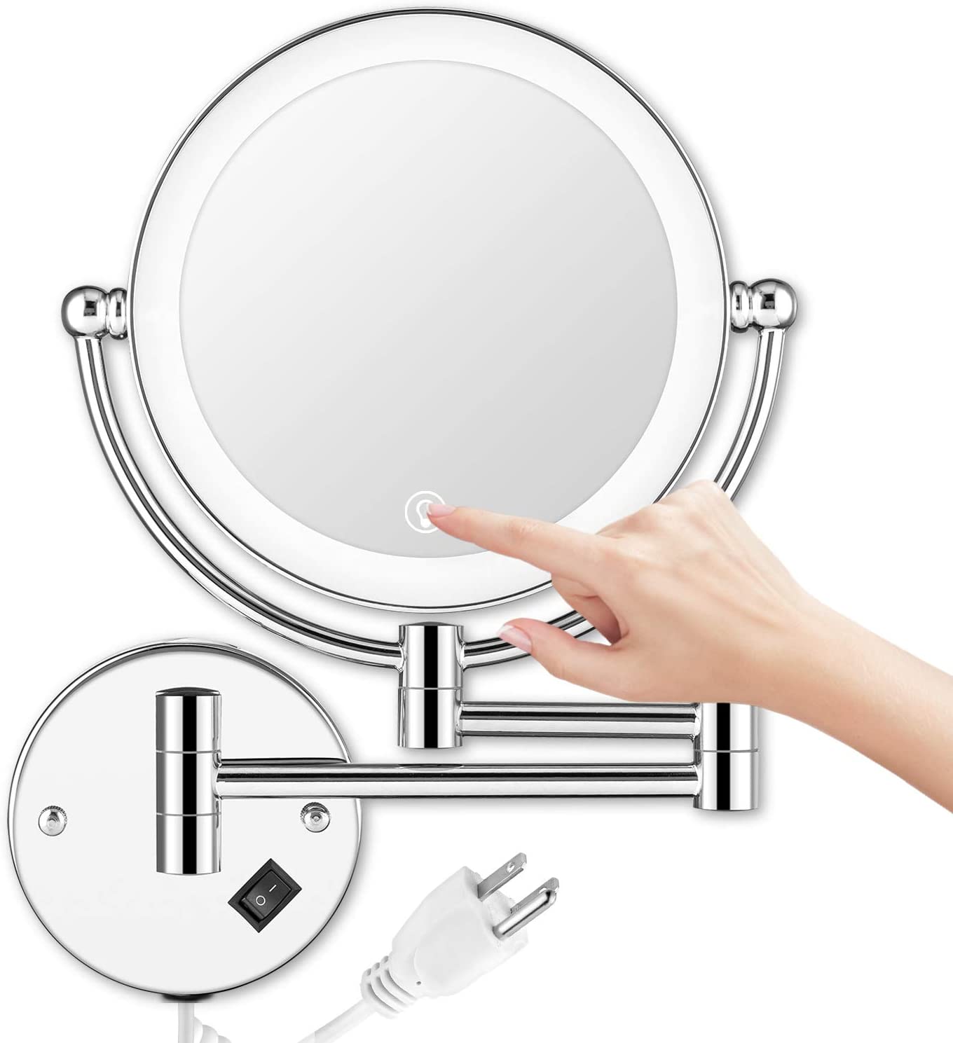 8inch Wall Mounted Makeup Mirror Led, Wall Hanging Lighted Makeup Mirror