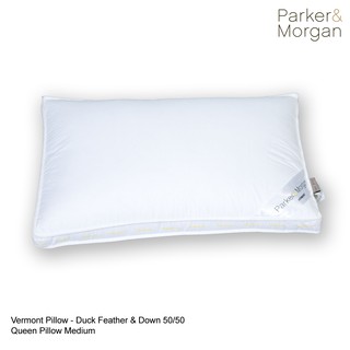 Parker&amp;Morgan หมอนขนเป็ดแท้ เวอร์มอนต์ (MEDIUM) นุ่มกำลังดี ขนาดควีน Vermont Duck Feather &amp; Down 50/50 Medium Queen