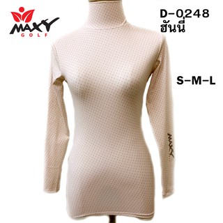 เสื้อบอดี้ฟิตกันแดดผ้าลวดลาย(คอเต่า) ยี่ห้อ MAXY GOLF(รหัส D-0248 ฮันนี่)