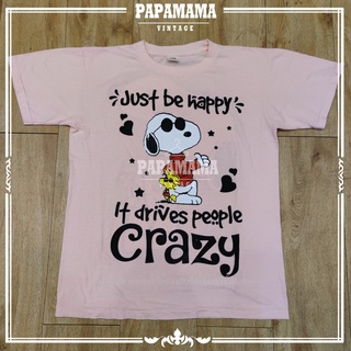 [ SNOOPY ] Just Be Happy เสื้อการ์ตูน สนู๊ปปี้ เสื้อวินเทจ papamama vintage shirt