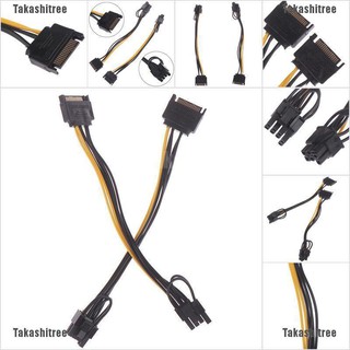 Takashitree สายเคเบิ้ลเชื่อมต่อ 15 Pin Sata Male To 8pin (6 + 2) Pci - E Power 20