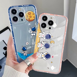 เคสโทรศัพท์มือถือ TPU ใส ขอบสี่เหลี่ยม กันกระแทก ลายนักบินอวกาศ สําหรับ VIVO Y15A Y15S Y75 T1 5G T1X Y21S Y21A Y21S Y33S Y12S Y11S Y16 Y01 Y1S Y20s G Y20A Mini