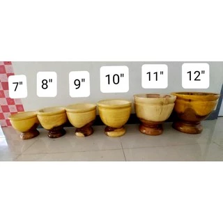 ครกไม้ 7-12 นิ้ว สีลายไม้ธรรมชาติ พร้อมสากทุกชุด