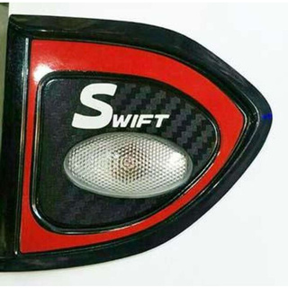 ครอบไฟเลี้ยว Side vent เสริมแก้ม แก้มข้าง Swift 2018 + suzuki swift ซูซุกิ สวิฟ สีดำเงา เส้นแดง ขอบในเคฟล่าร์ kevlar