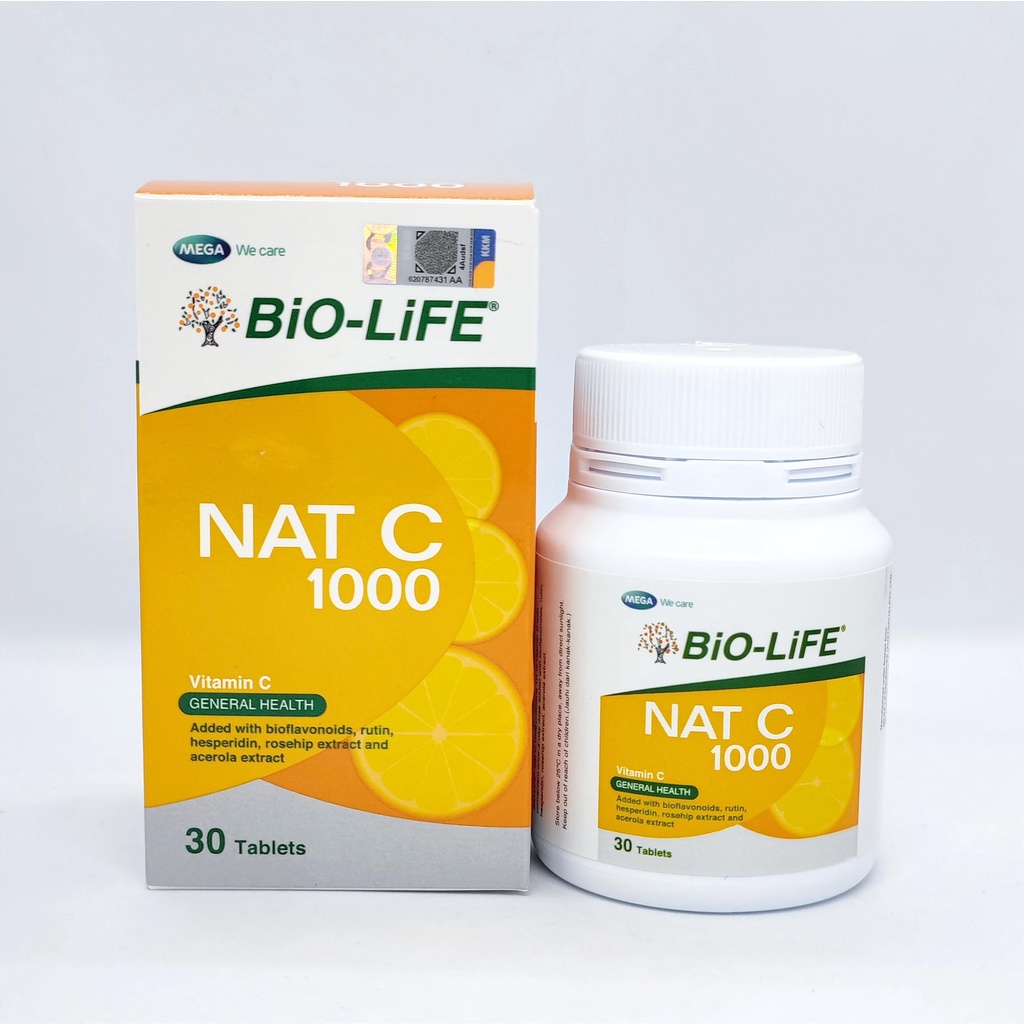 Bio-life Mega Nat C (วิตามินซี) 1000มก. 30 เม็ด (เพื่อภูมิคุ้มกัน)