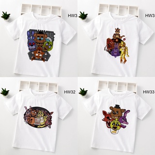 เสื้อยืด พิมพ์ลายการ์ตูน FNAF Five Night At Freddys แฟชั่นสําหรับเด็กผู้ชาย และเด็กผู้หญิง