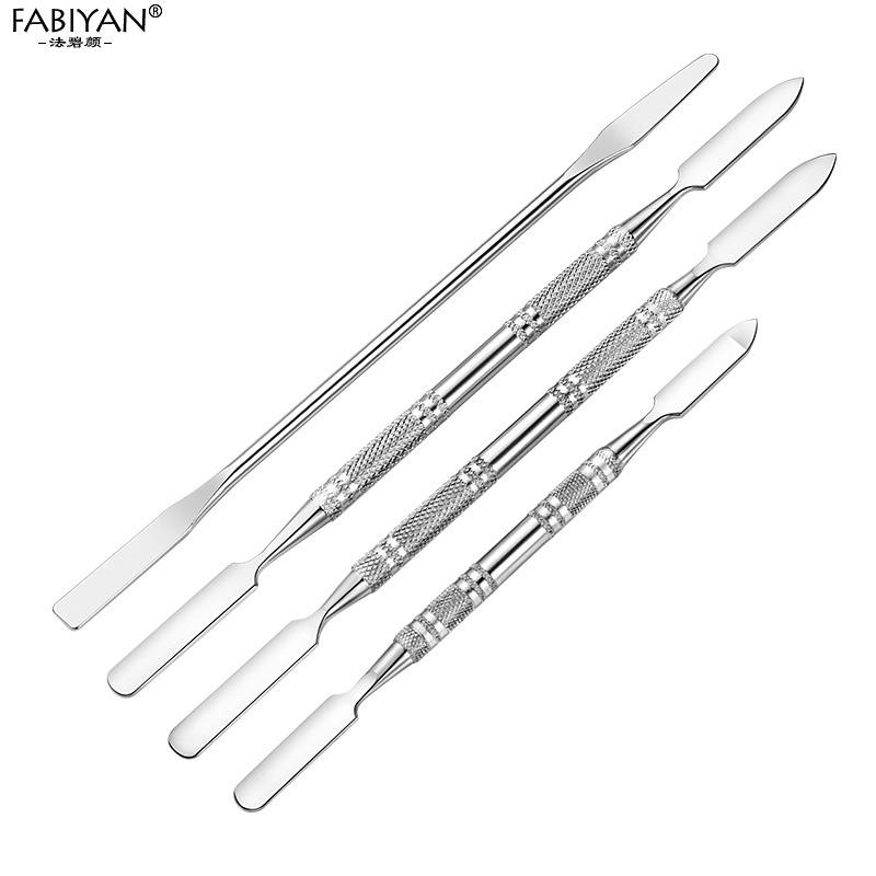 สแตนเลสผู้หญิงเครื่องสําอางแต่งหน้า จานสี ไม้พายช้อนแท่งครีมรองพื้นเครื่องปั่นผสมเครื่องมือเล็บอุปกรณ์ศิลปะ