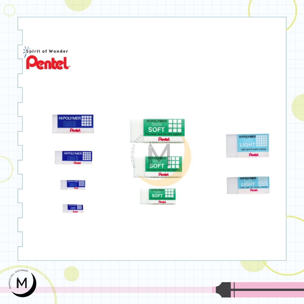 ยางลบเพนเทล Pentel Hi-Polymer Soft Light ZEH ZES ZEL