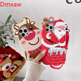 Merry Christmas Phone Case Vivo V21 V21E 4G 5G Y73 Y51 Y31 Y51A Y31S Y52S Y20 Y20i Y20S Y12S Y11S Y30 V20 Pro SE Silicone Soft Cover + Lanyard Santa claus Gift elk Case