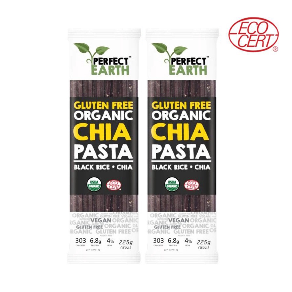 Perfect Earth เส้นพาสต้า ข้าวดำออร์แกนิคผสมเมล็ดเจีย Gluten Free Chia Pasta Black Rice (2x225gm)