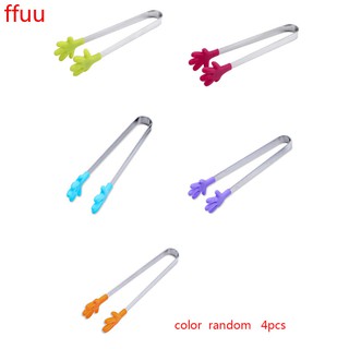 4pcs Color Random Mini Silicone Hand Shape Pancakes Cookies Tongs Serving Clips Kitchen Gadgets