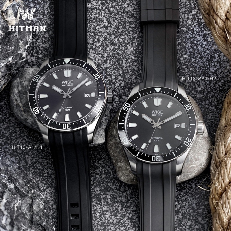 WISE สายนาฬิกา ยาง FKM รุ่น HITMAN แบบติดตัวเรือน ขนาด 20 mm.
