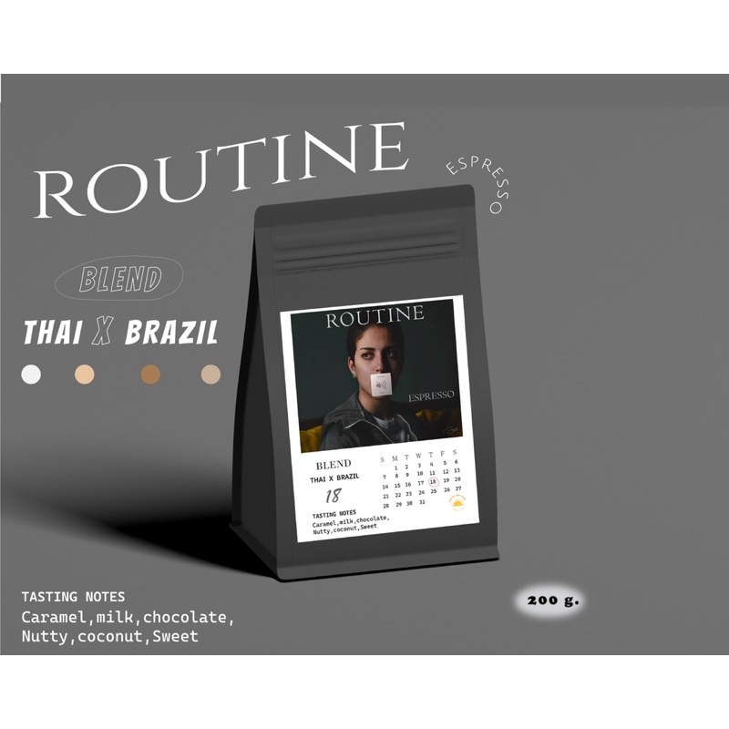 เมล็ดกาแฟคั่วกลาง อาราบิก้า 100% | เข้ม หอม ช็อกโกแลต-นัตตี้ | สำหรับเอสเปรสโซ่ / มอคค่าพอท Everyday1990