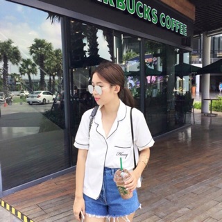 ใส่ CODE BABR ลดเพิ่ม 100 ! Shirt white PJ