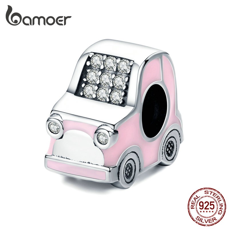 BAMOER จี้เงิน 925 Pink Car SCC1380