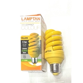 หลอดทอนาโดสีเหลืองทึบ Sprial Compact 13W Lamptan E27 220V