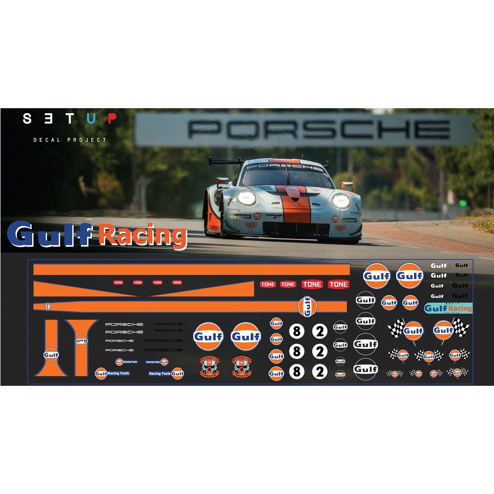ดีคอล Gulf 2 หมึกรองขาว ติดชิ้นงานได้ทุกสี ติดรถHot Wheels /Majorette 1:64 Decal water slide
