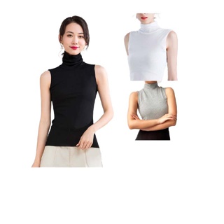 โปรโมชั่น : ☀Korean Style☀ เสื้อยืดสีพื้นคอเต่าแขนกุด 3 สี ฟรีไซส์