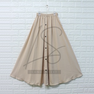 SK-A14 Long Skirt กระโปรง รุนทรงบาน กระโปรงผู้หญิง แต่งกระดูมหน้า กระโปรงเอวสูง กระโปรงใส่เที่ยว สวยๆ