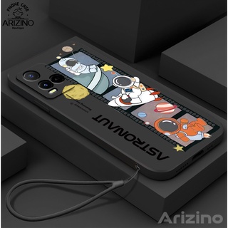 Arizino เคส VIVO Y21 V23 5G V23E 5G Y12S Y12 Y20 Y15S V21 5G Y50 Y33S Y12A Y91C Y20A Y17 Y11 Y15 Y21S Y21T Y33T Y85 เคสโทรศัพท์ซิลิโคนลายการ์ตูนนักบินอวกาศ (สวมเชือกเส้นเล็ก)