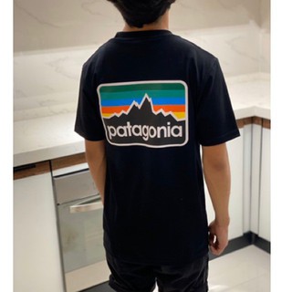 [S-5XL]เสื้อยืดแขนสั้น ผ้าฝ้ายแท้ พิมพ์ลาย Patagonia แฟชั่นสําหรับผู้ชาย