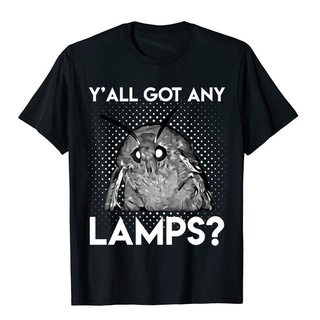 เสื้อยืดผ้าฝ้ายพิมพ์ลายแฟชั่น เสื้อยืด ผ้าฝ้าย พิมพ์ลายกราฟฟิค Moth Meme Lamp แฟชั่นสําหรับผู้ชาย